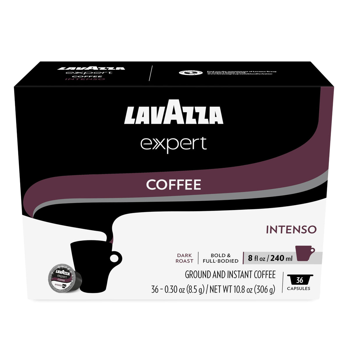 Lavazza Expert Intenso Coffee Capsules - Dark Roast Blend, 36 Capsules | Classy Plus Compatible