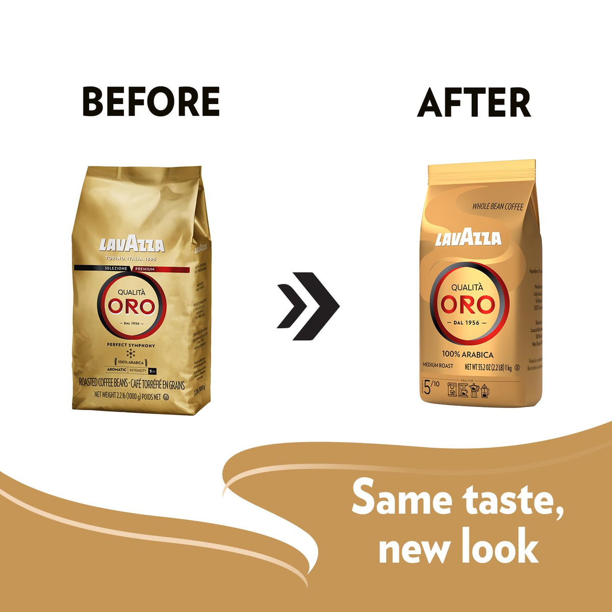 Lavazza Qualità Oro Whole Bean – Medium Roast, 2.2 lb | 100% Arabica