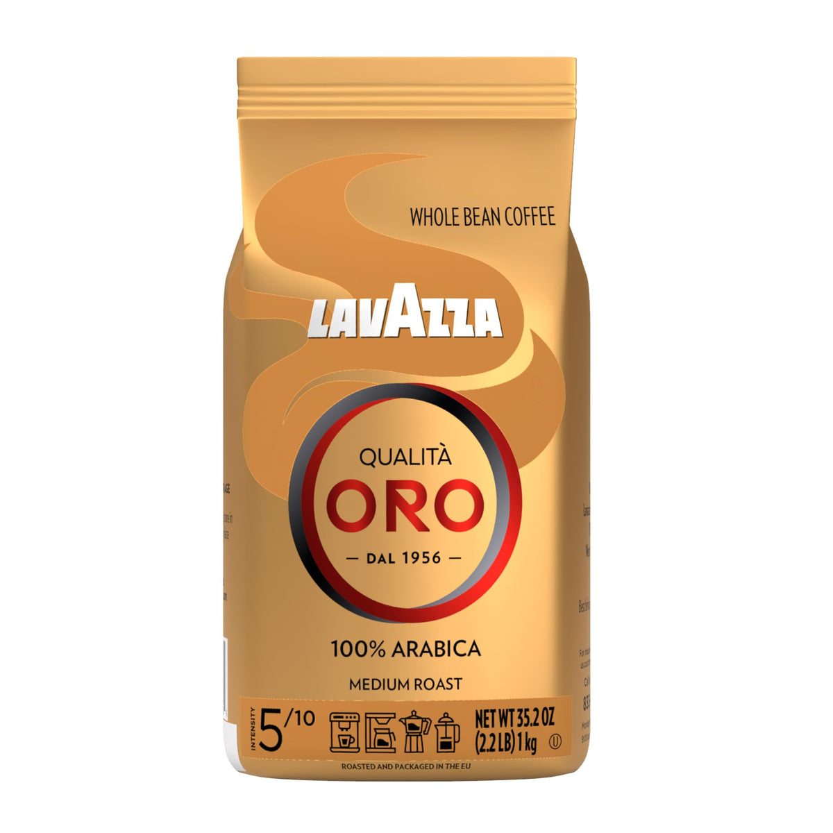 Lavazza Qualità Oro Whole Bean – Medium Roast, 2.2 lb | 100% Arabica