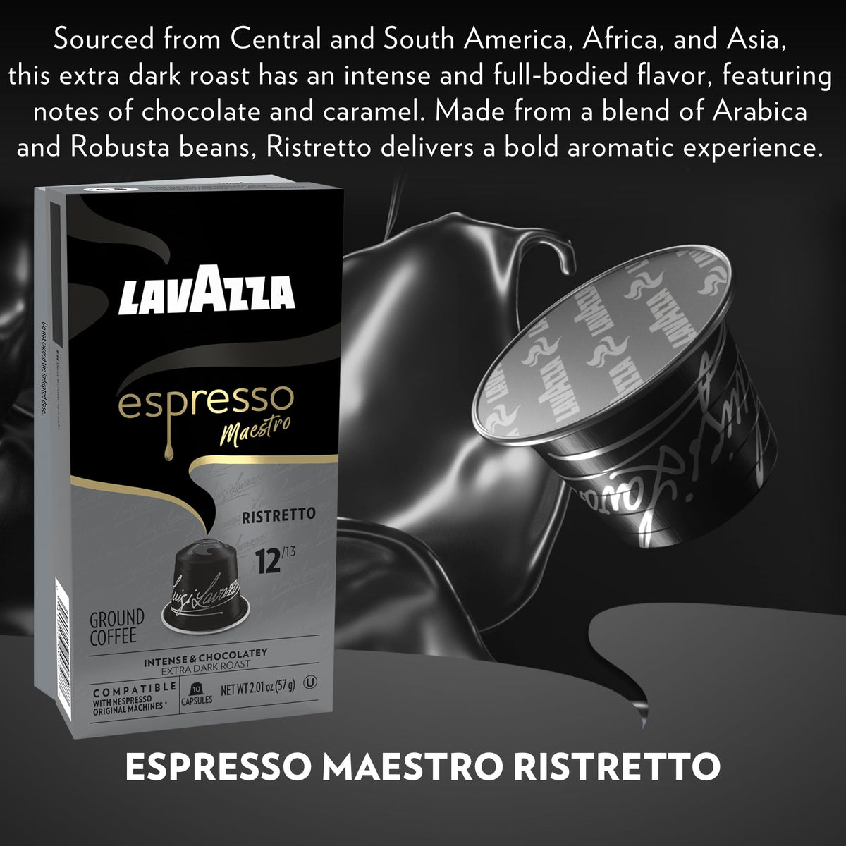Lavazza Ristretto Noble Dark Roast Capsules for Nespresso Original — 60 Count (Pack of 6)
