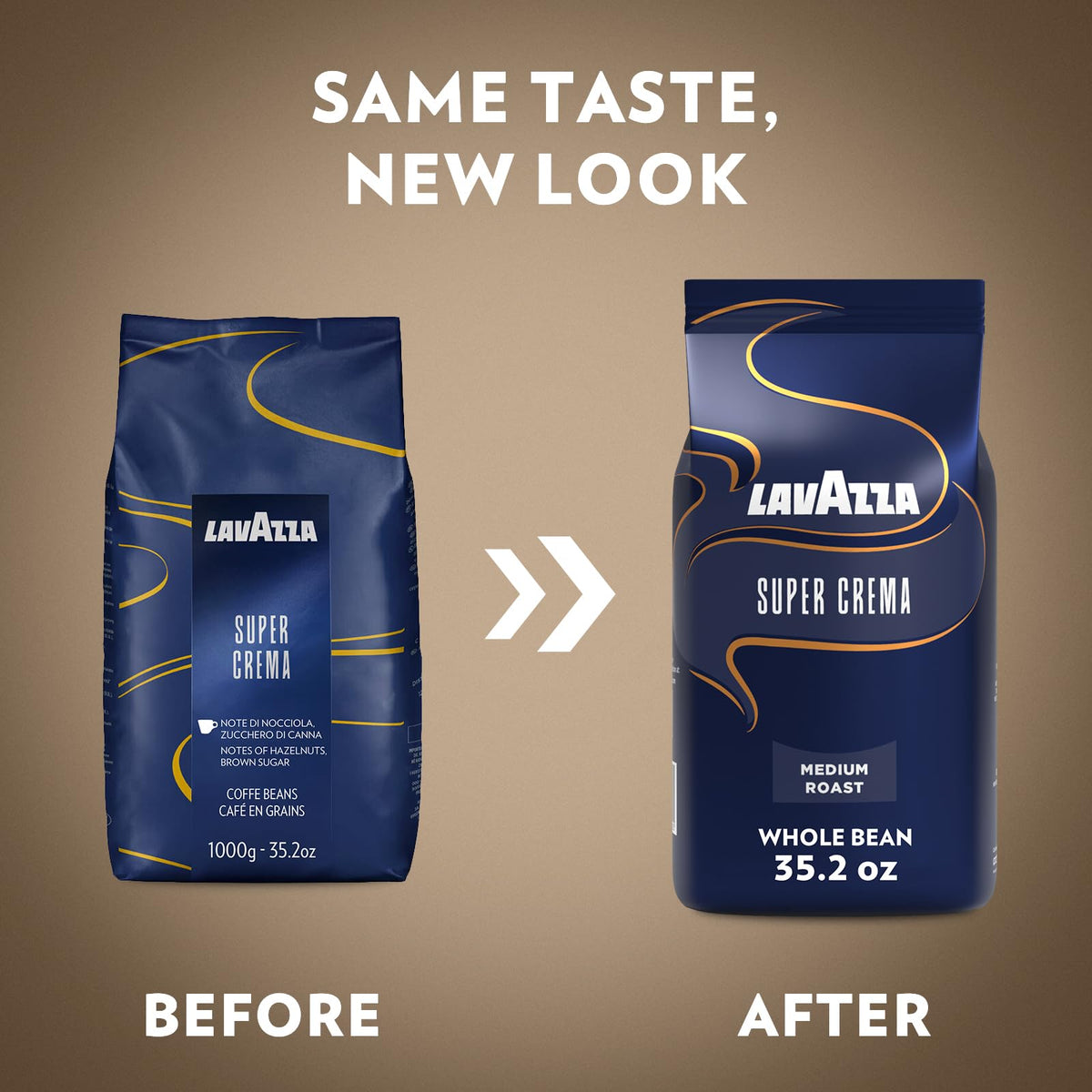 Lavazza Super Crema Whole Bean Coffee – Medium Espresso Roast, Arabica & Robusta, 2.2 lb Bag