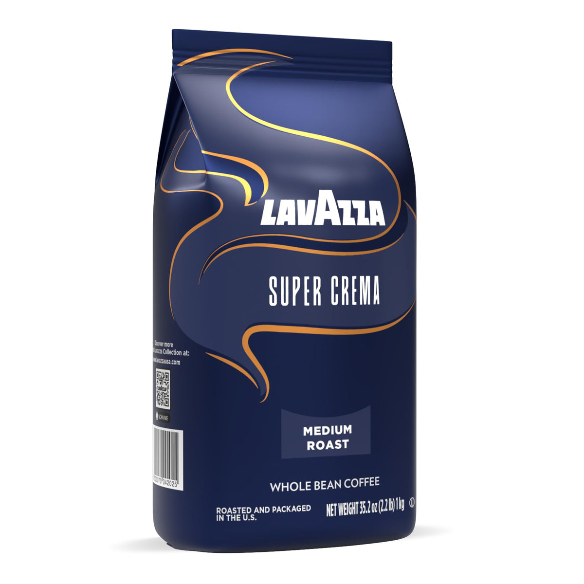 Lavazza Super Crema Whole Bean Coffee – Medium Espresso Roast, Arabica & Robusta, 2.2 lb Bag