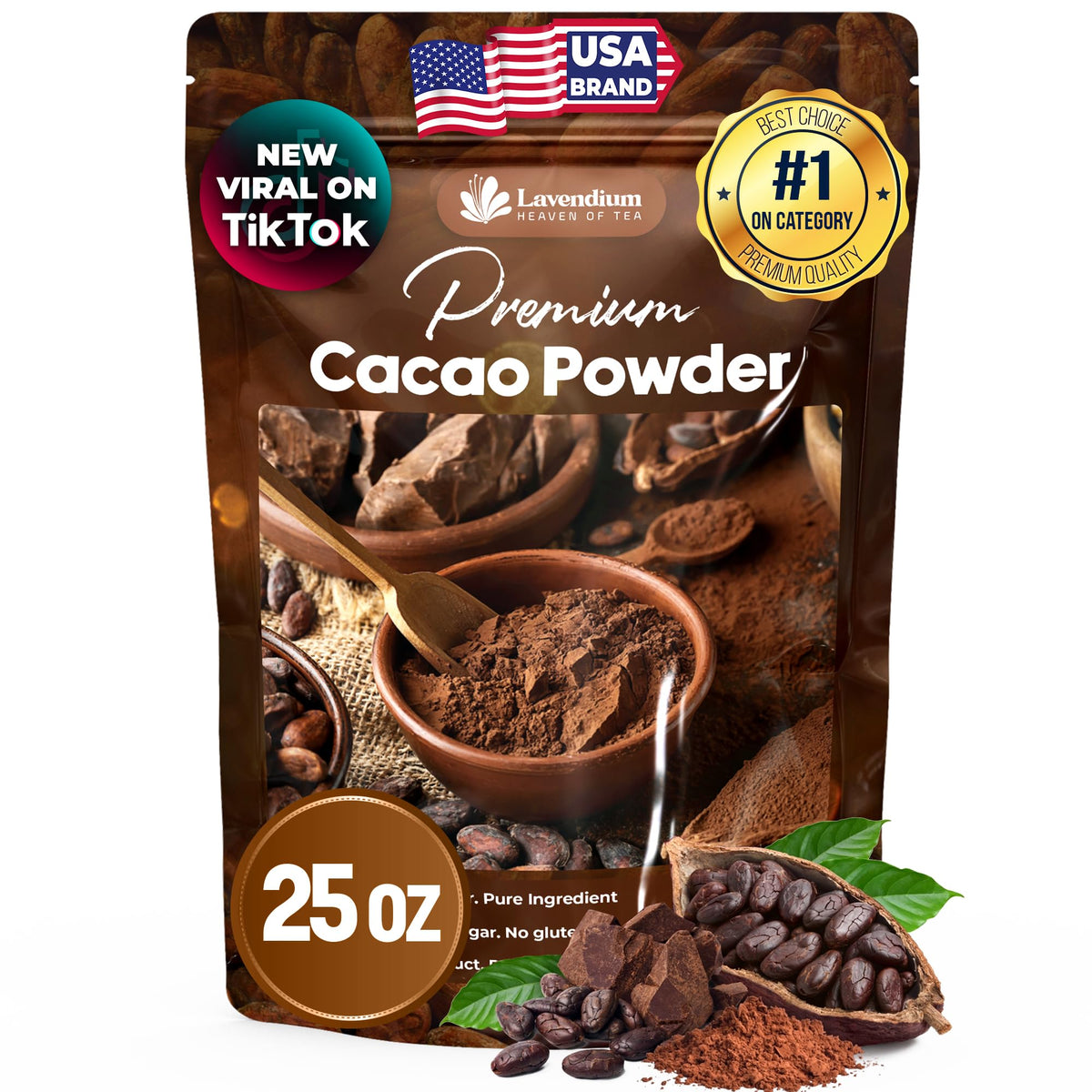 Lavendium 25oz Cacao Powder – 100% Natural, Unsweetened, Gluten-Free