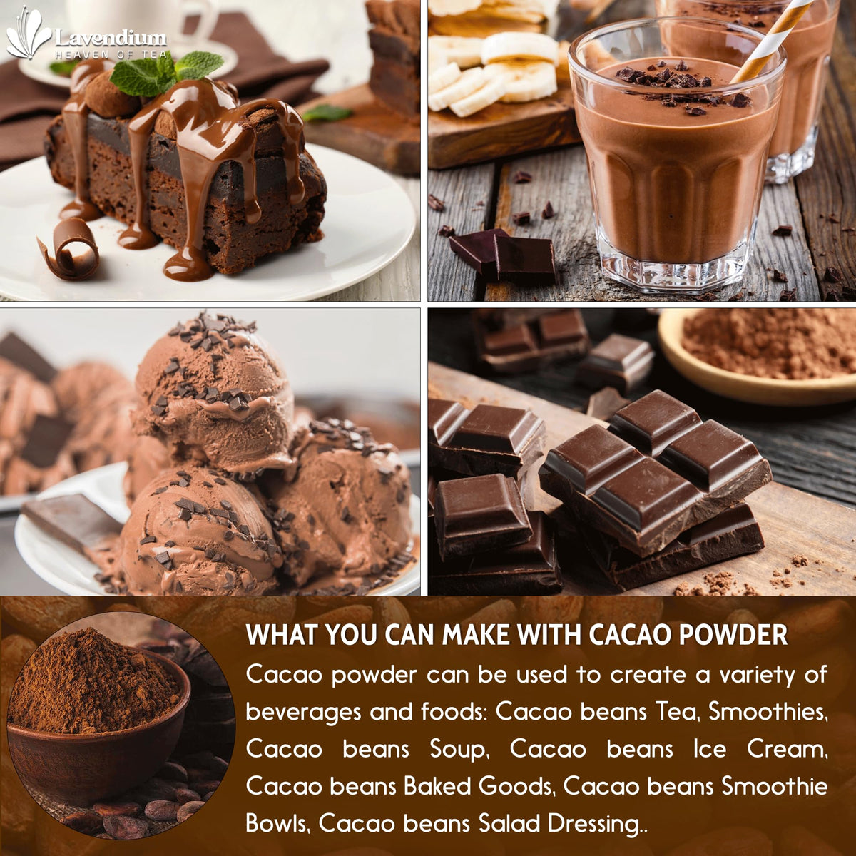 Lavendium 25oz Cacao Powder – 100% Natural, Unsweetened, Gluten-Free