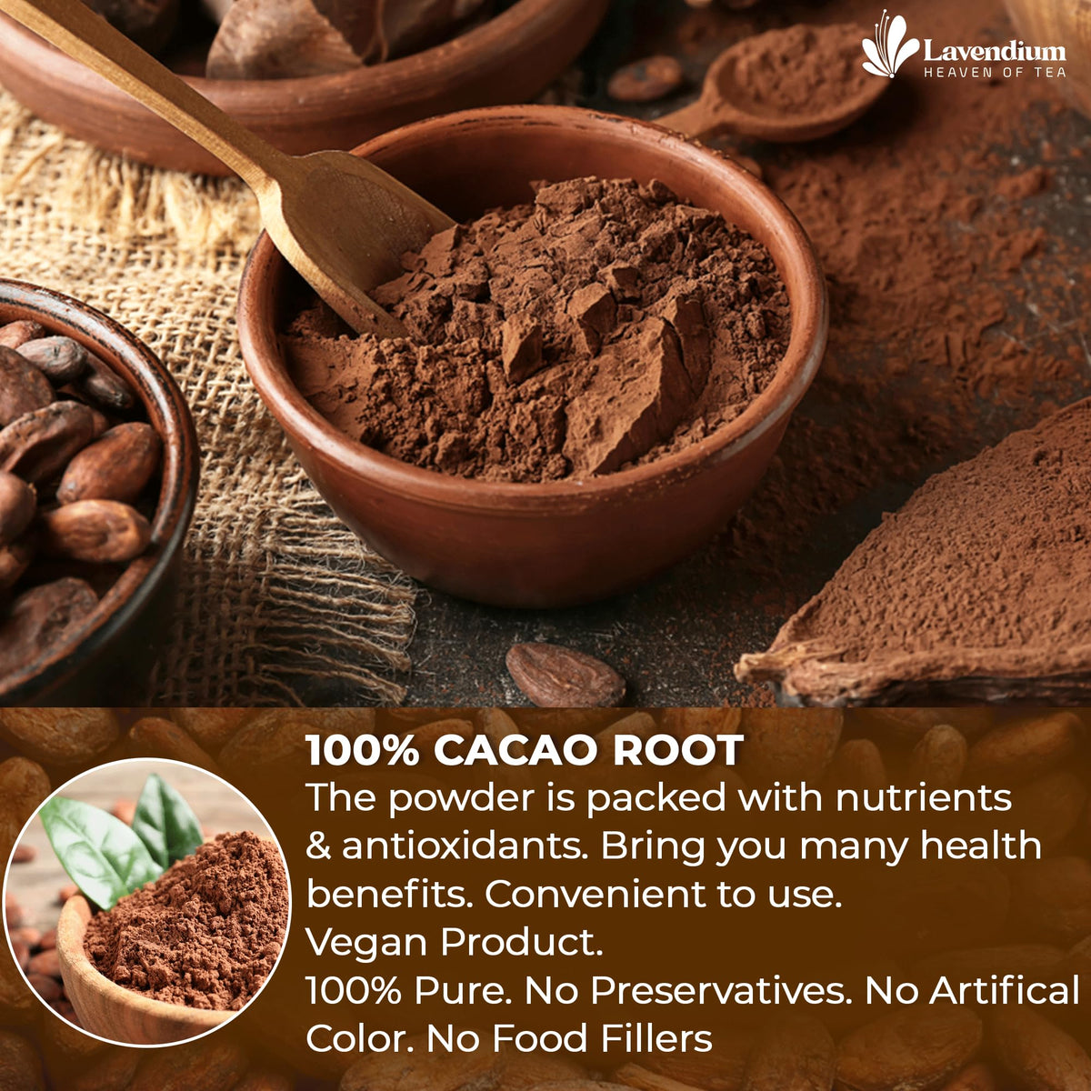 Lavendium 25oz Cacao Powder – 100% Natural, Unsweetened, Gluten-Free