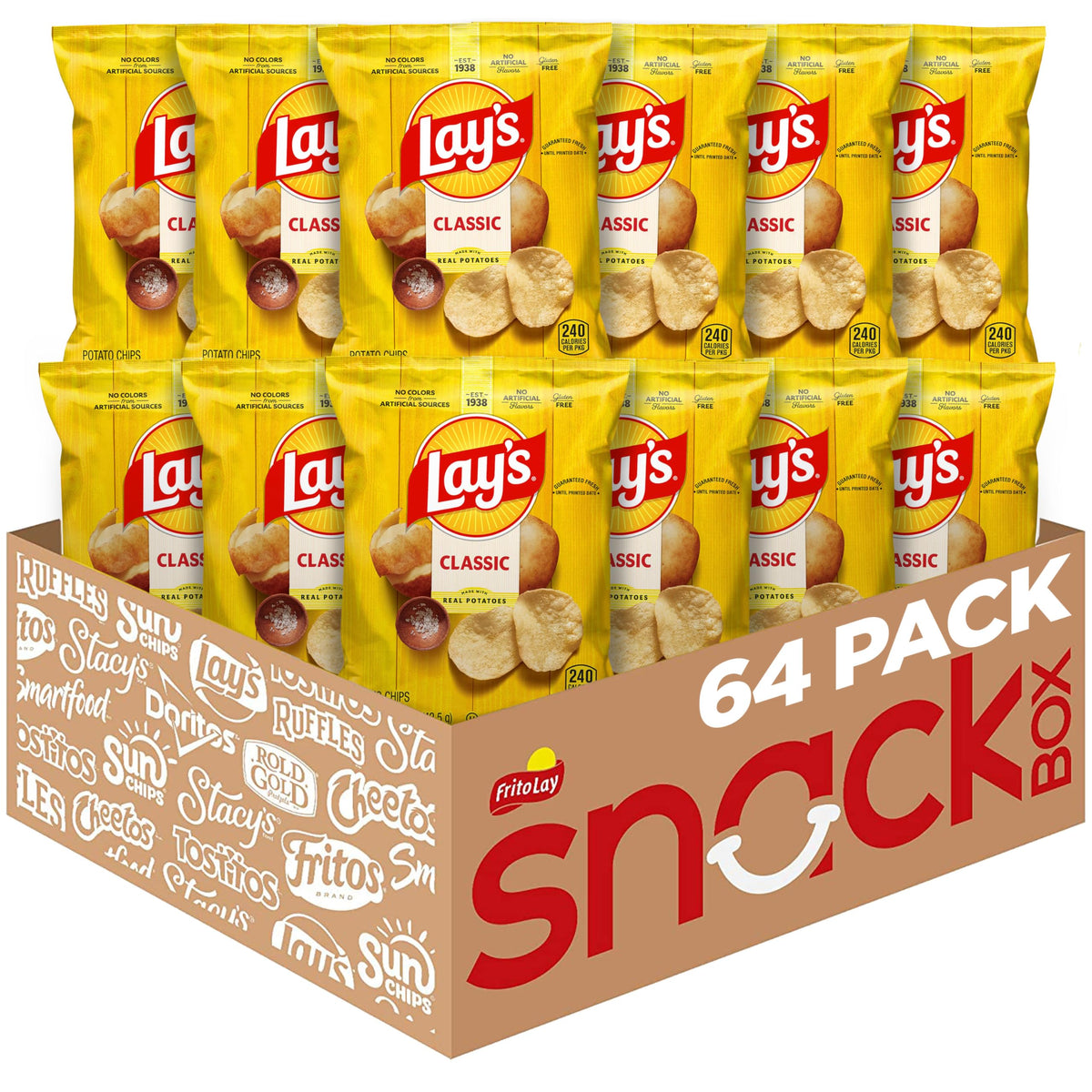 Lay's Classic Potato Chips — 64 Pack (1.5 oz Bags) | Gluten Free, Trans Fat Free