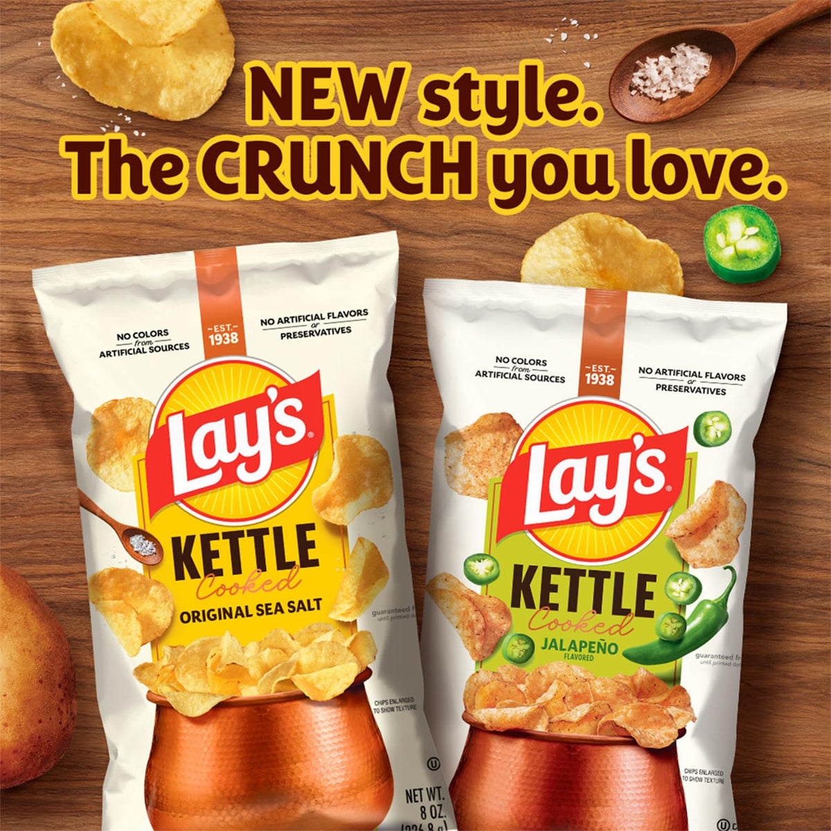 Lay's Kettle Cooked Jalapeño Potato Chips – Pack of 40, 0.85 oz Bags