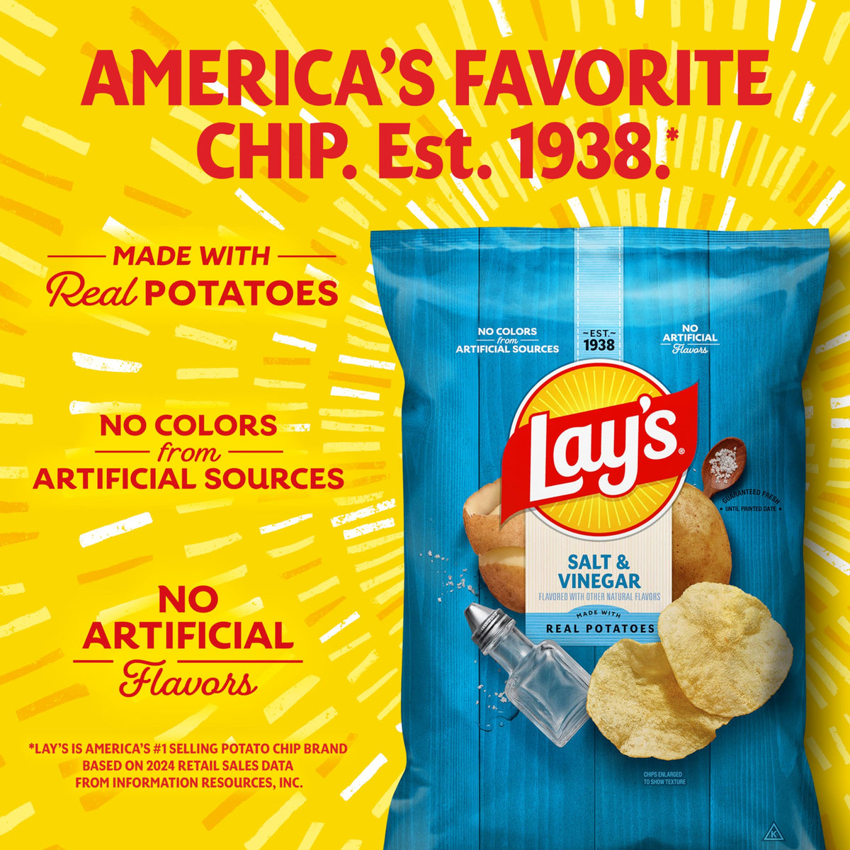 Lay's Salt & Vinegar Potato Chips — 40 x 1 oz Bags (Packaging May Vary)