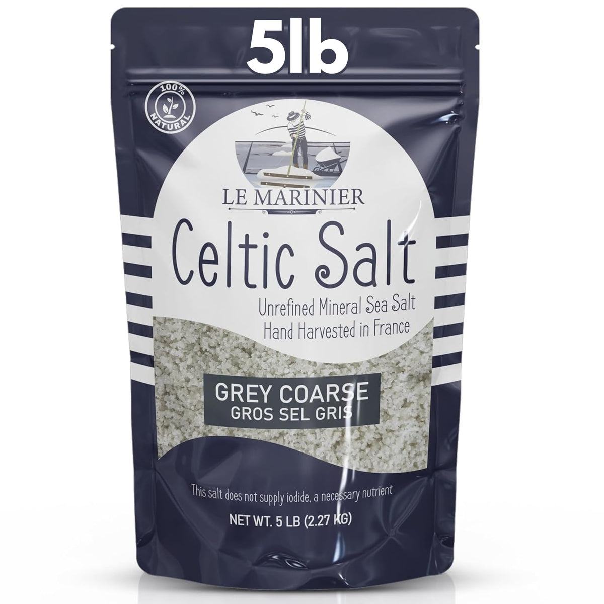 Le Marinier Celtic Salt Grey Coarse – 5lb Organic French Sea Salt, Unrefined & Hand Harvested