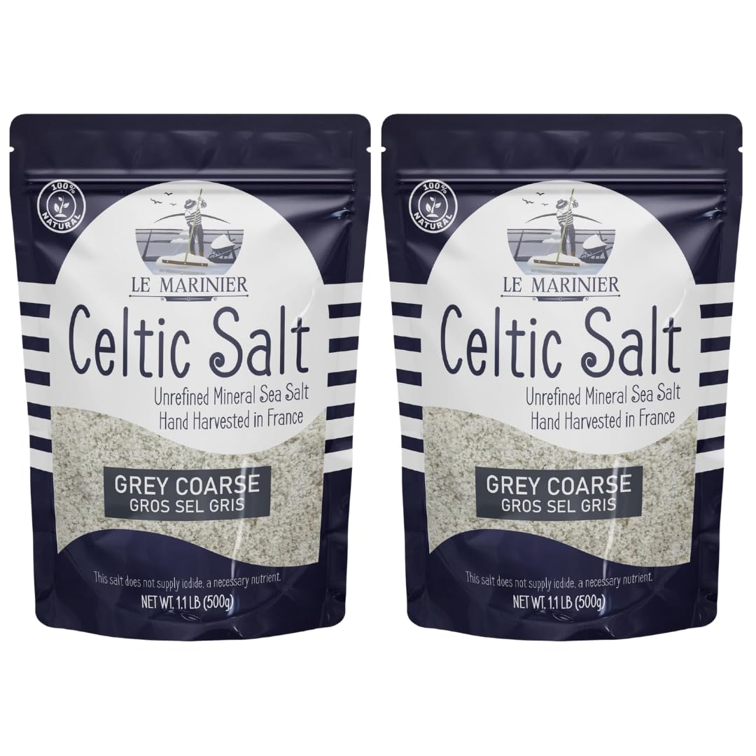Le Marinier Celtic Salt Grey Coarse – 2 x 1.1 lb Unrefined French Sea Salt