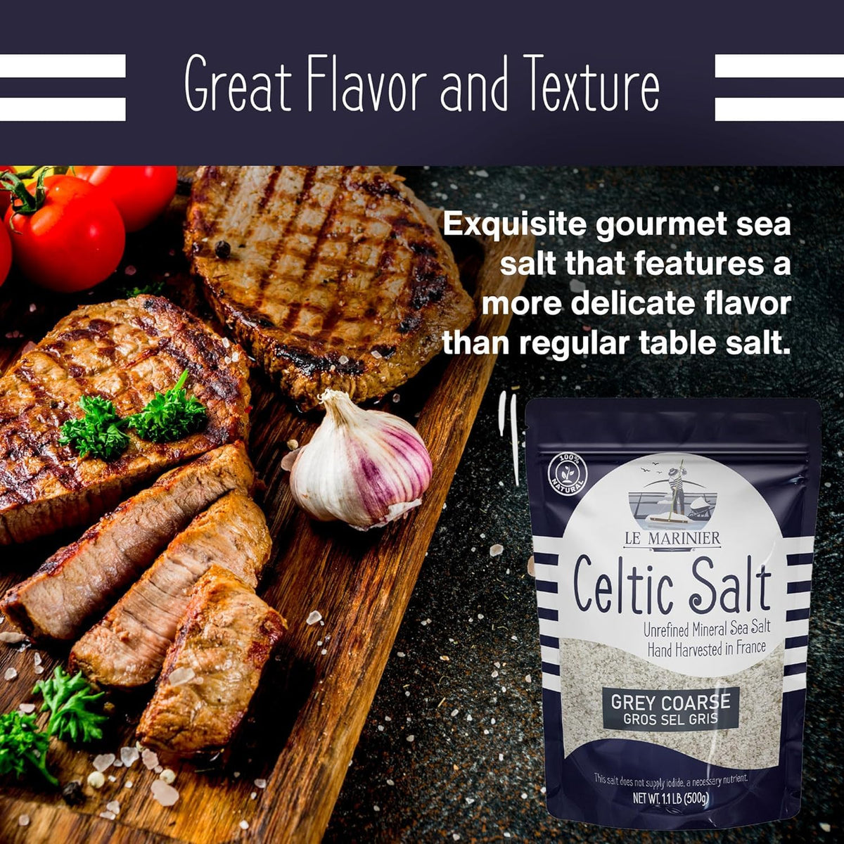 Le Marinier Celtic Salt Grey Coarse – 2 x 1.1 lb Unrefined French Sea Salt