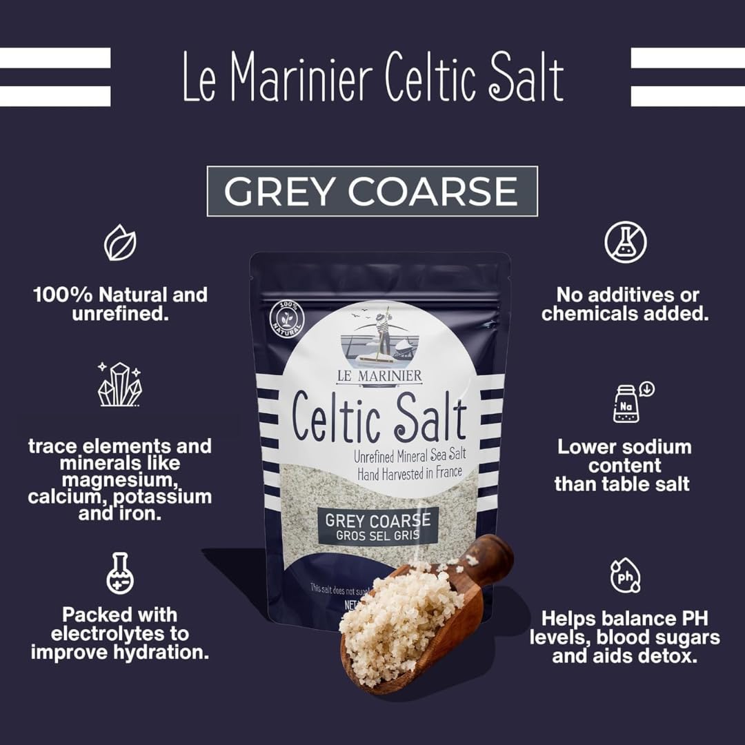 Le Marinier Celtic Salt Grey Coarse – 2 x 1.1 lb Unrefined French Sea Salt