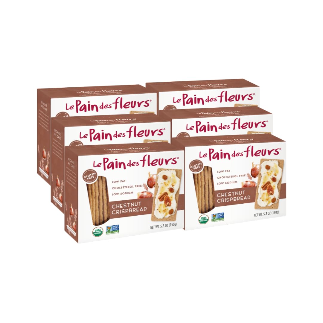 Le Pain des Fleurs Organic Chestnut Crispbread - Gluten Free, Kosher, Vegan - 6 Pack