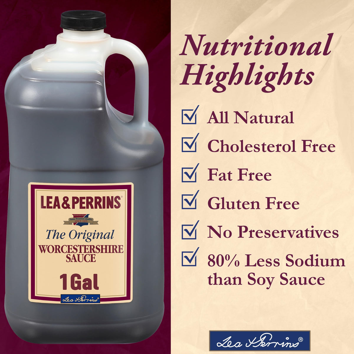 Lea & Perrins The Original Worcestershire Sauce, 1 Gal Jug – Rich Savory Marinades