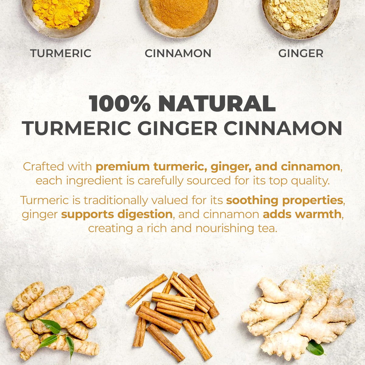 LeafLea Turmeric Ginger Cinnamon Tea – 120 Bags, Natural, Caffeine-Free, No Sugar, Supports Digestion & Immunity