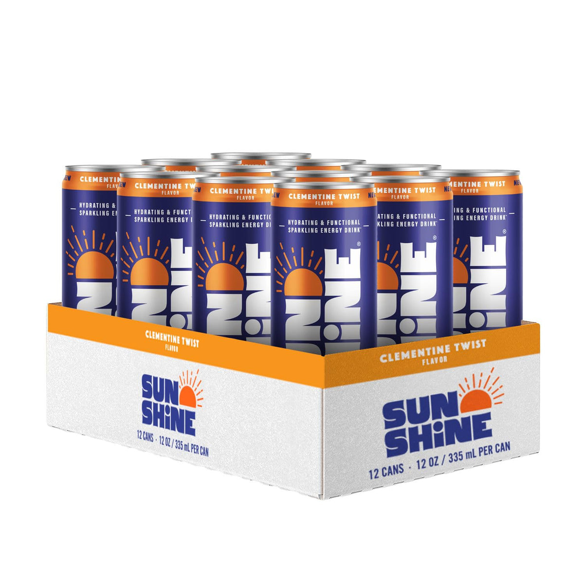 Legendary Sunshine Clementine Twist Sparkling Energy Drink — 360mg Electrolytes, 70mg Caffeine, 12 Pack