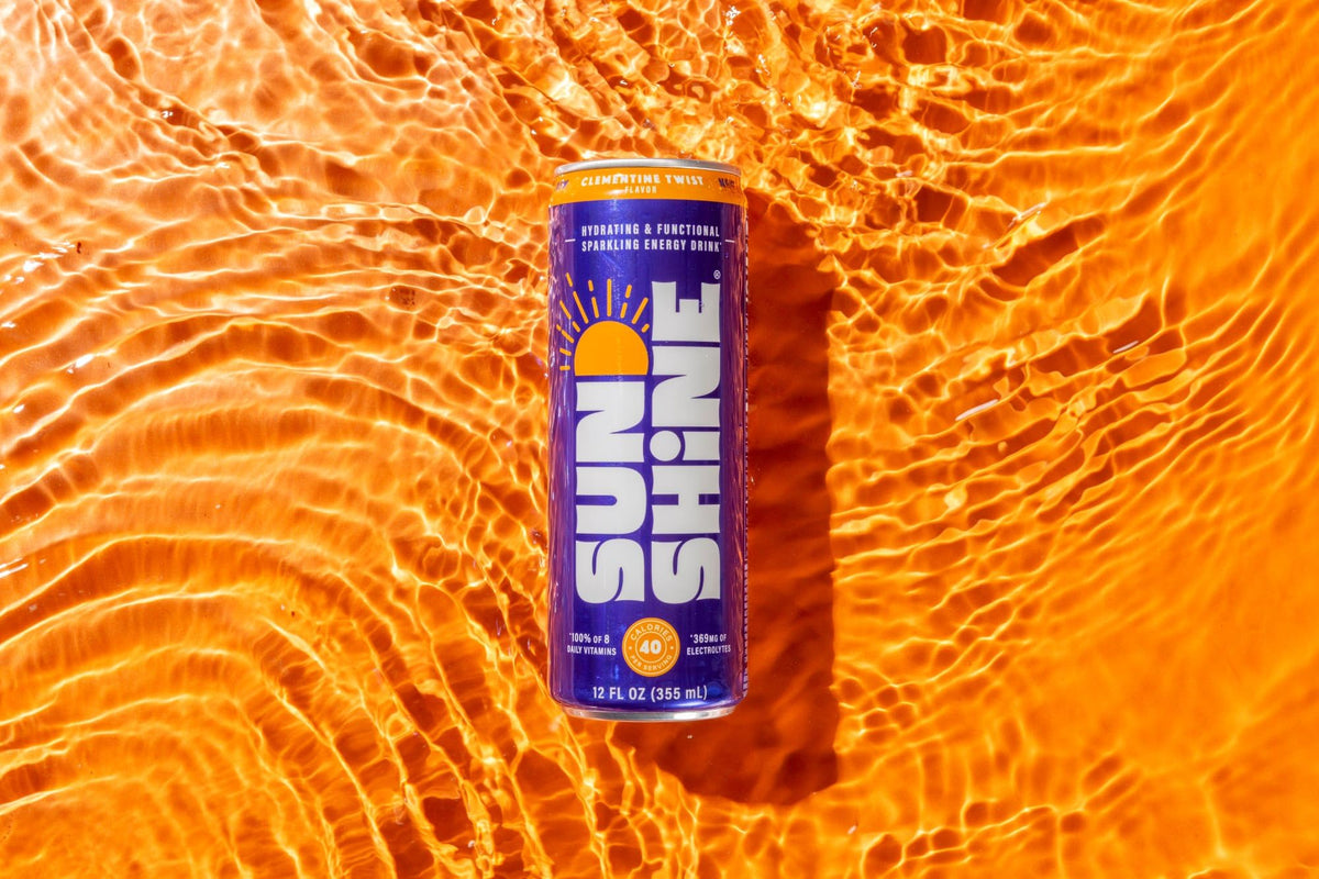 Legendary Sunshine Clementine Twist Sparkling Energy Drink — 360mg Electrolytes, 70mg Caffeine, 12 Pack