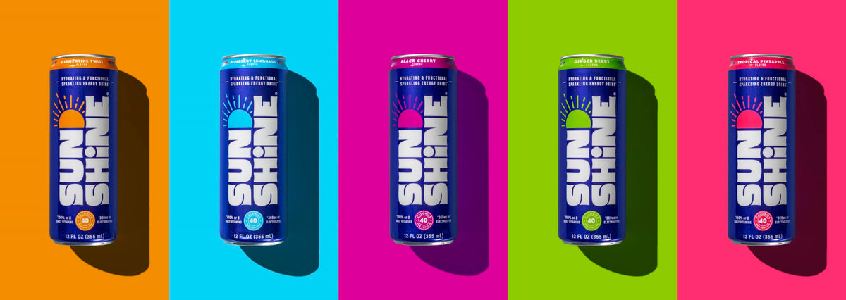 Legendary Sunshine Clementine Twist Sparkling Energy Drink — 360mg Electrolytes, 70mg Caffeine, 12 Pack