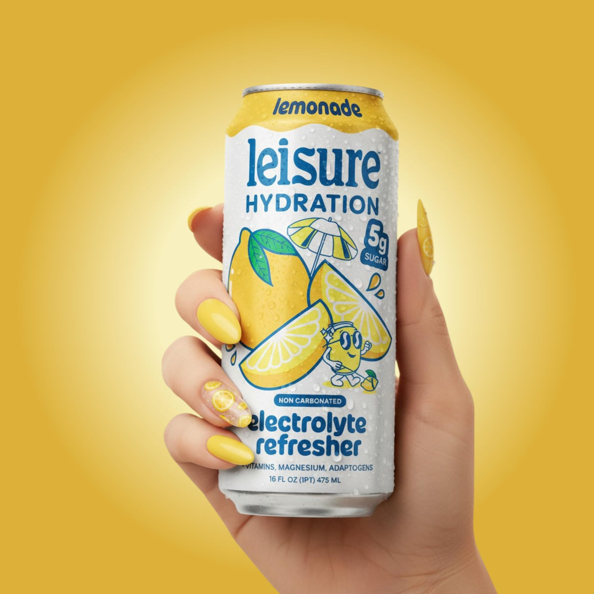 Leisure Hydration Lemonade - Non-Carbonated Electrolyte Refresher, Low Sugar, 12-Pack