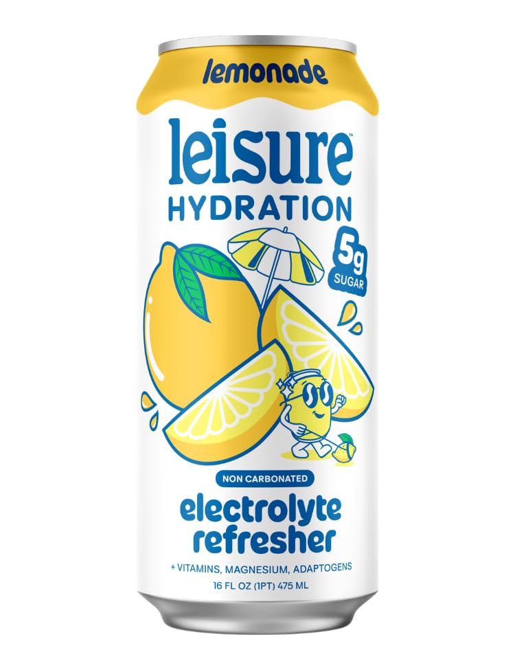 Leisure Hydration Lemonade - Non-Carbonated Electrolyte Refresher, Low Sugar, 12-Pack
