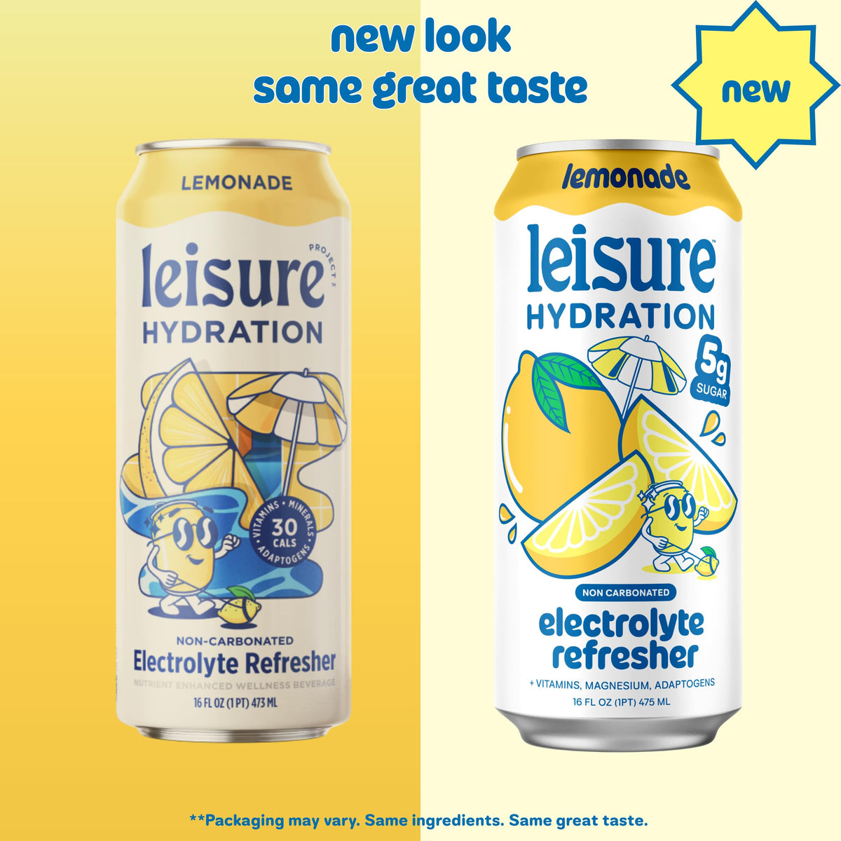 Leisure Hydration Non-Carbonated Electrolyte Refresher – Variety Pack (12 Cans), Low Sugar, with Magnesium & Ashwagandha