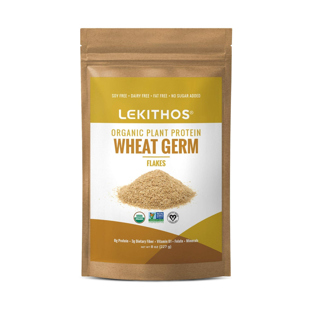 Lekithos Organic Wheat Germ Protein 8oz – Plant-Based, USDA Organic, 8g Protein | Vegan