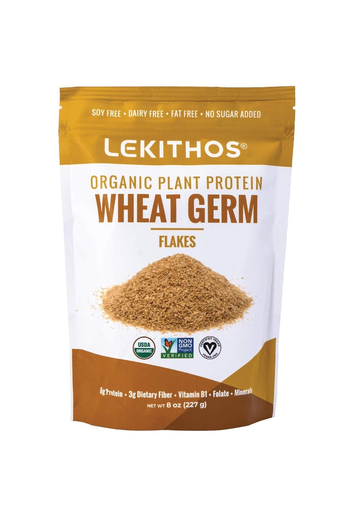 Lekithos Organic Wheat Germ Protein 8oz – Plant-Based, USDA Organic, 8g Protein | Vegan
