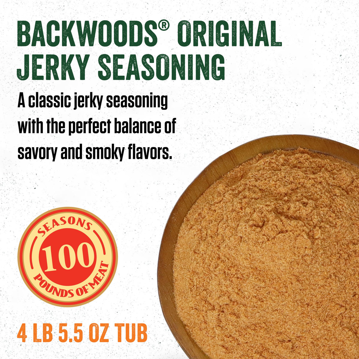 LEM Backwoods Original Jerky Seasoning — Pre-Measured Cure, Seasons Up to 100 lb Meat, 4 lb 5.5 oz Bucket