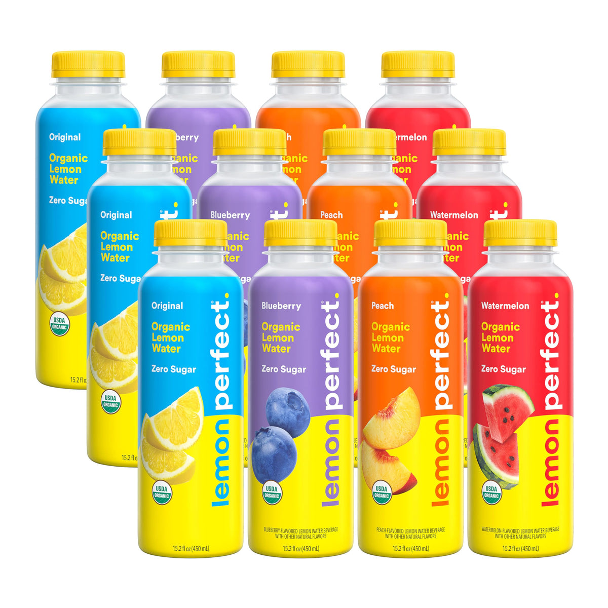 Lemon Perfect 4-Flavor Variety Pack | Zero Sugar Lemon Water, 12 x 15.2 oz Bottles