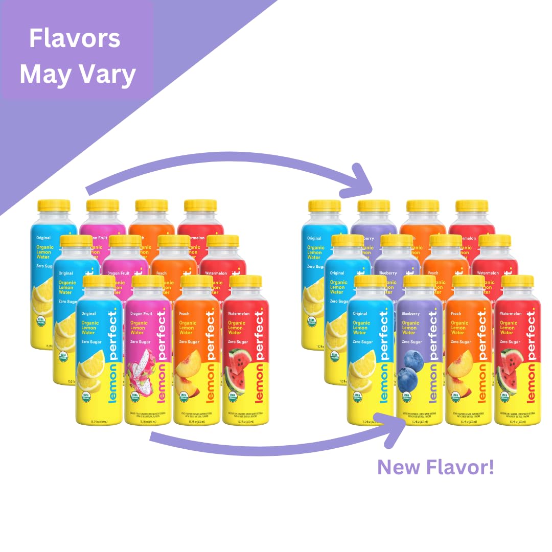 Lemon Perfect 4-Flavor Variety Pack | Zero Sugar Lemon Water, 12 x 15.2 oz Bottles