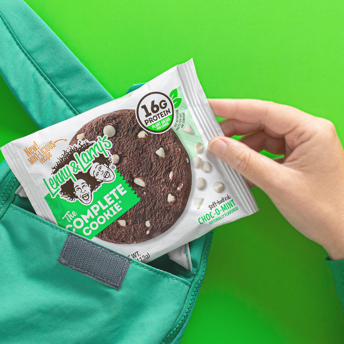 Lenny & Larry's Protein Cookie Choc-O-Mint, 16g Plant Protein, Vegan, Non-GMO, 12-Pack