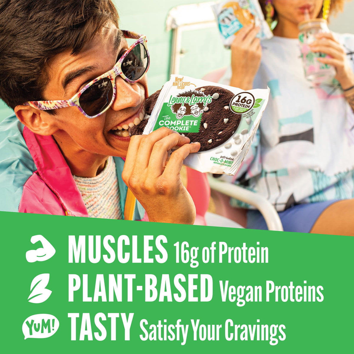 Lenny & Larry's Protein Cookie Choc-O-Mint, 16g Plant Protein, Vegan, Non-GMO, 12-Pack