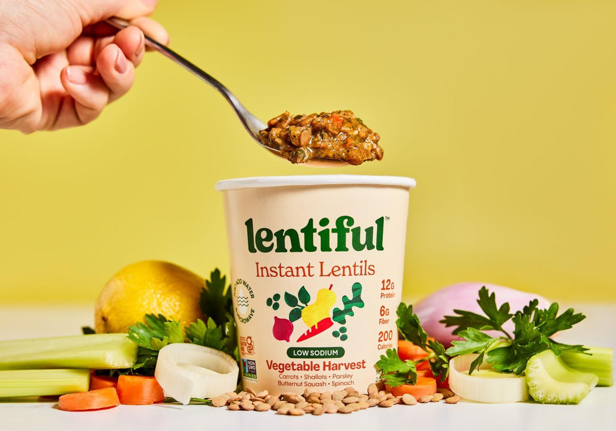 Lentiful Low Sodium Lentil Cups Variety Pack – 8 Cups, 4 Flavors | High Protein & Fiber