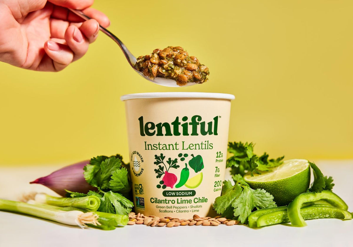 Lentiful Low Sodium Lentil Cups Variety Pack – 8 Cups, 4 Flavors | High Protein & Fiber