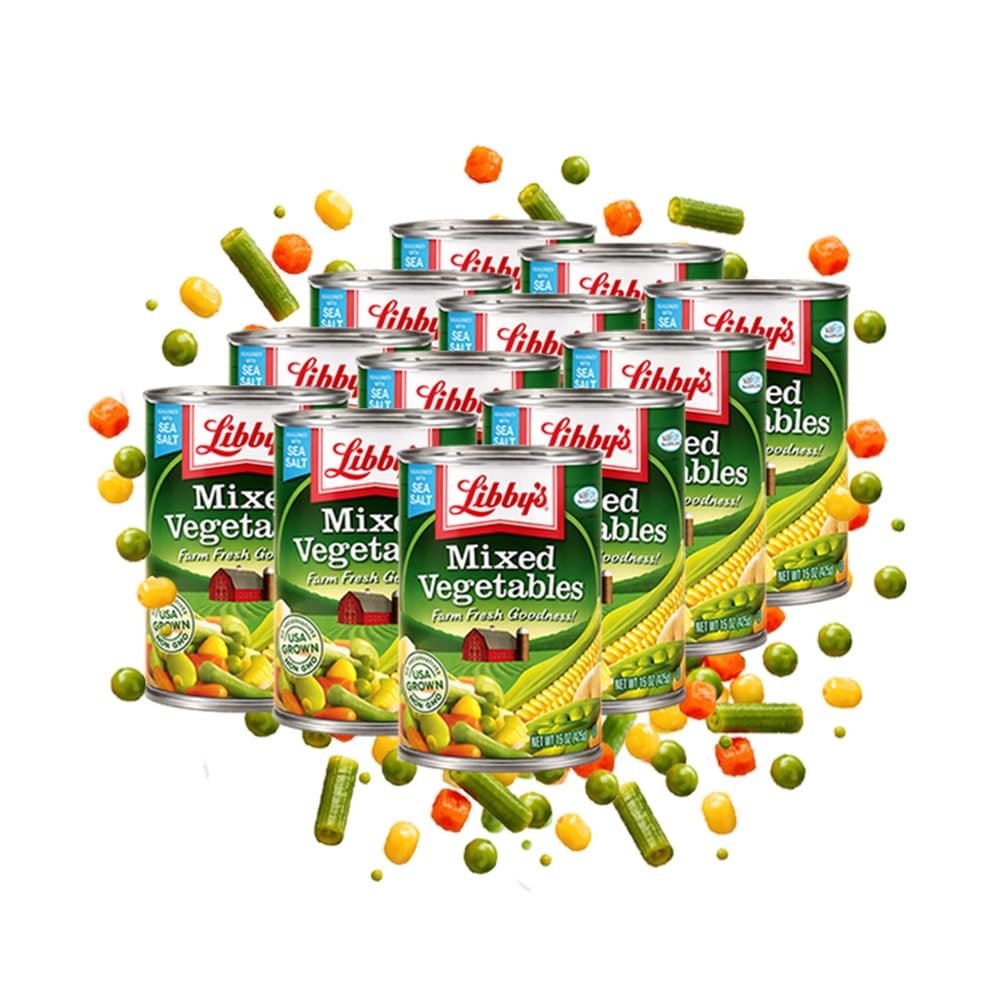 Libby's Mixed Vegetables | USA-Grown Seven-Vegetable Medley with Sea Salt | 15 oz (Pack of 12)