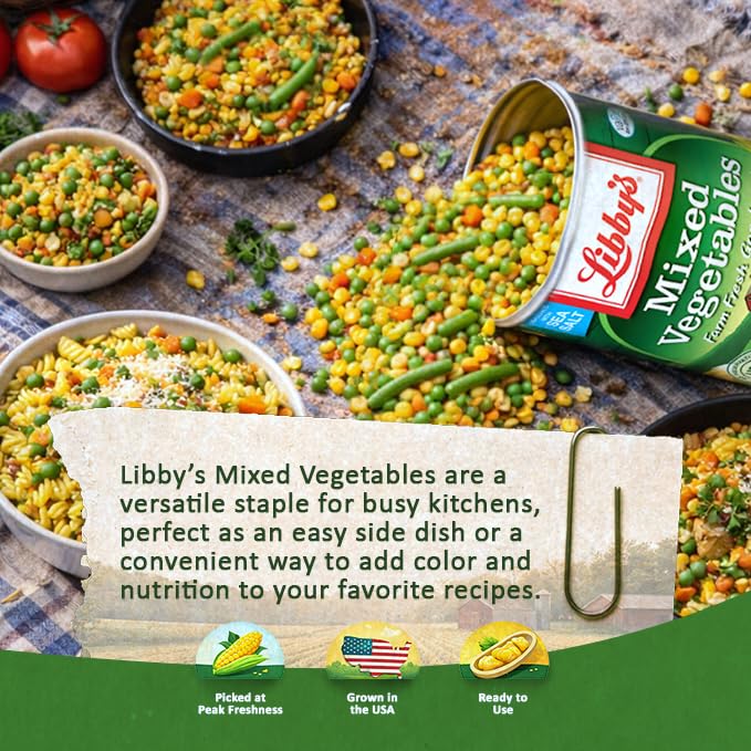 Libby's Mixed Vegetables | USA-Grown Seven-Vegetable Medley with Sea Salt | 15 oz (Pack of 12)