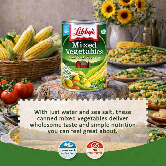 Libby's Mixed Vegetables | USA-Grown Seven-Vegetable Medley with Sea Salt | 15 oz (Pack of 12)