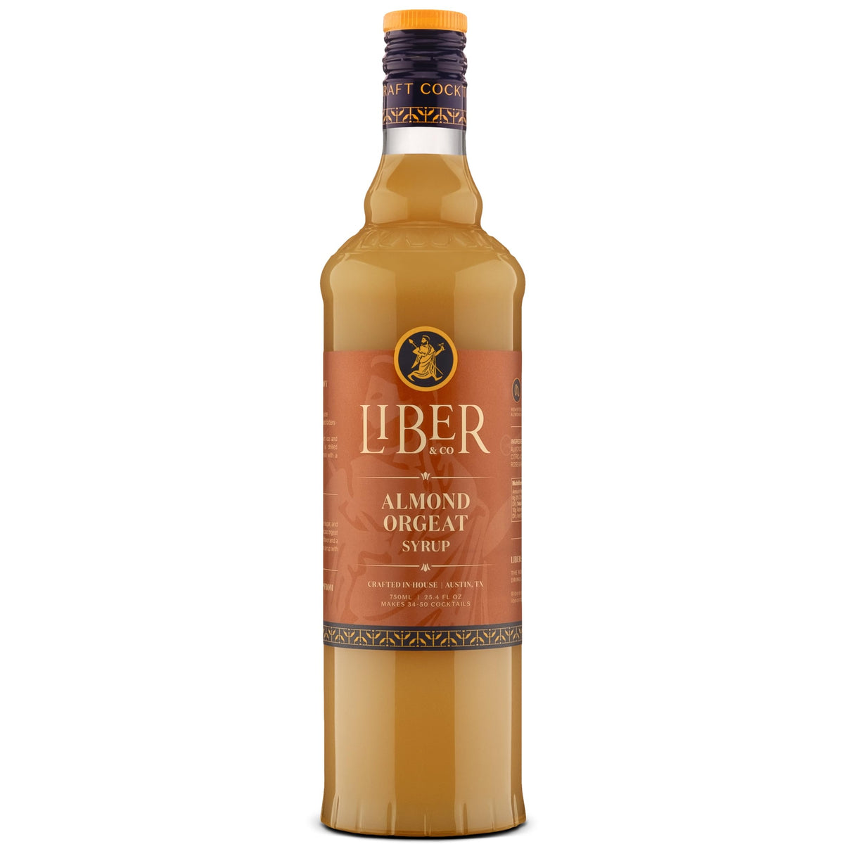 Liber & Co. Almond Orgeat Syrup — California Almonds & Orange Blossom Water | Makes 50 Drinks | 25.4 oz