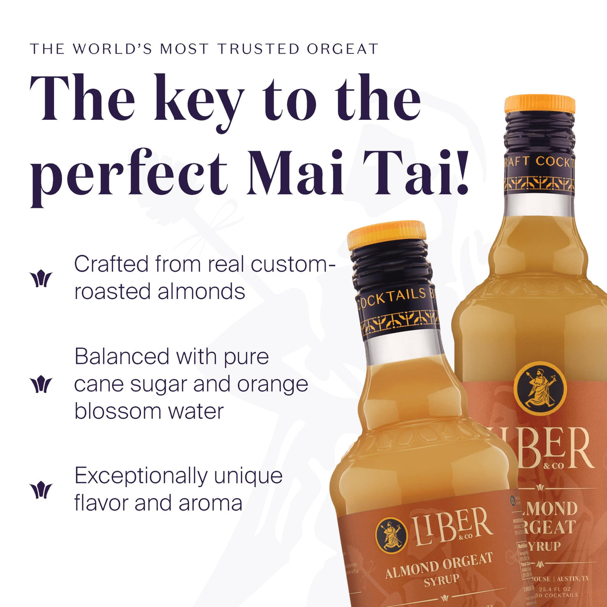 Liber & Co. Almond Orgeat Syrup — California Almonds & Orange Blossom Water | Makes 50 Drinks | 25.4 oz