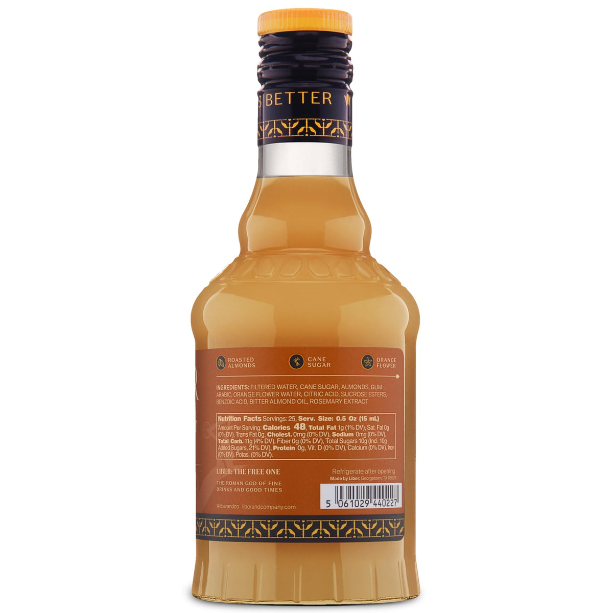 Liber & Co. Almond Orgeat Syrup — California Almonds & Orange Blossom Water (12.7 oz)