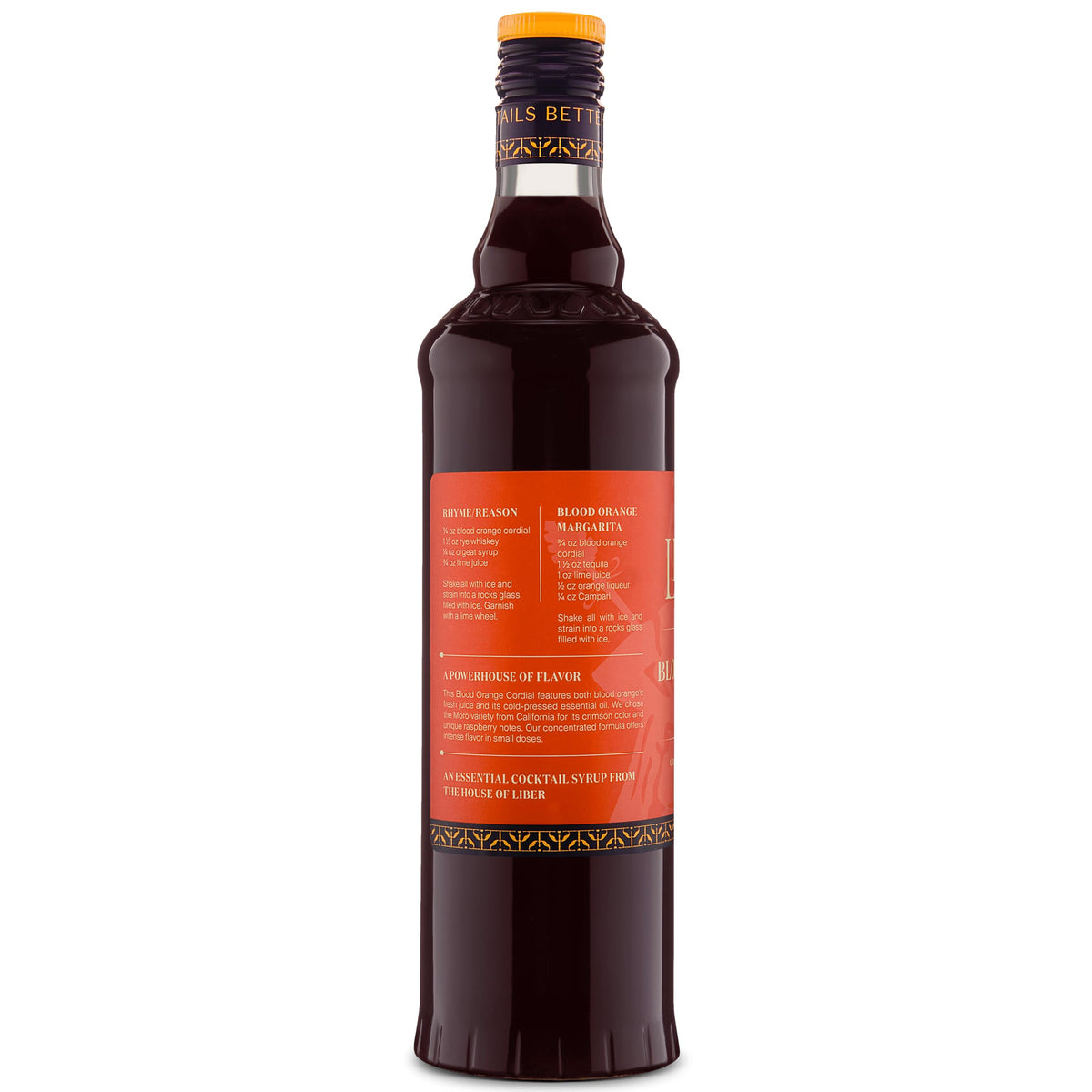Liber & Co. Blood Orange Syrup | Craft Cocktail Mixer with California Moro Oranges | 25.4 oz (Makes 34-50 Drinks)