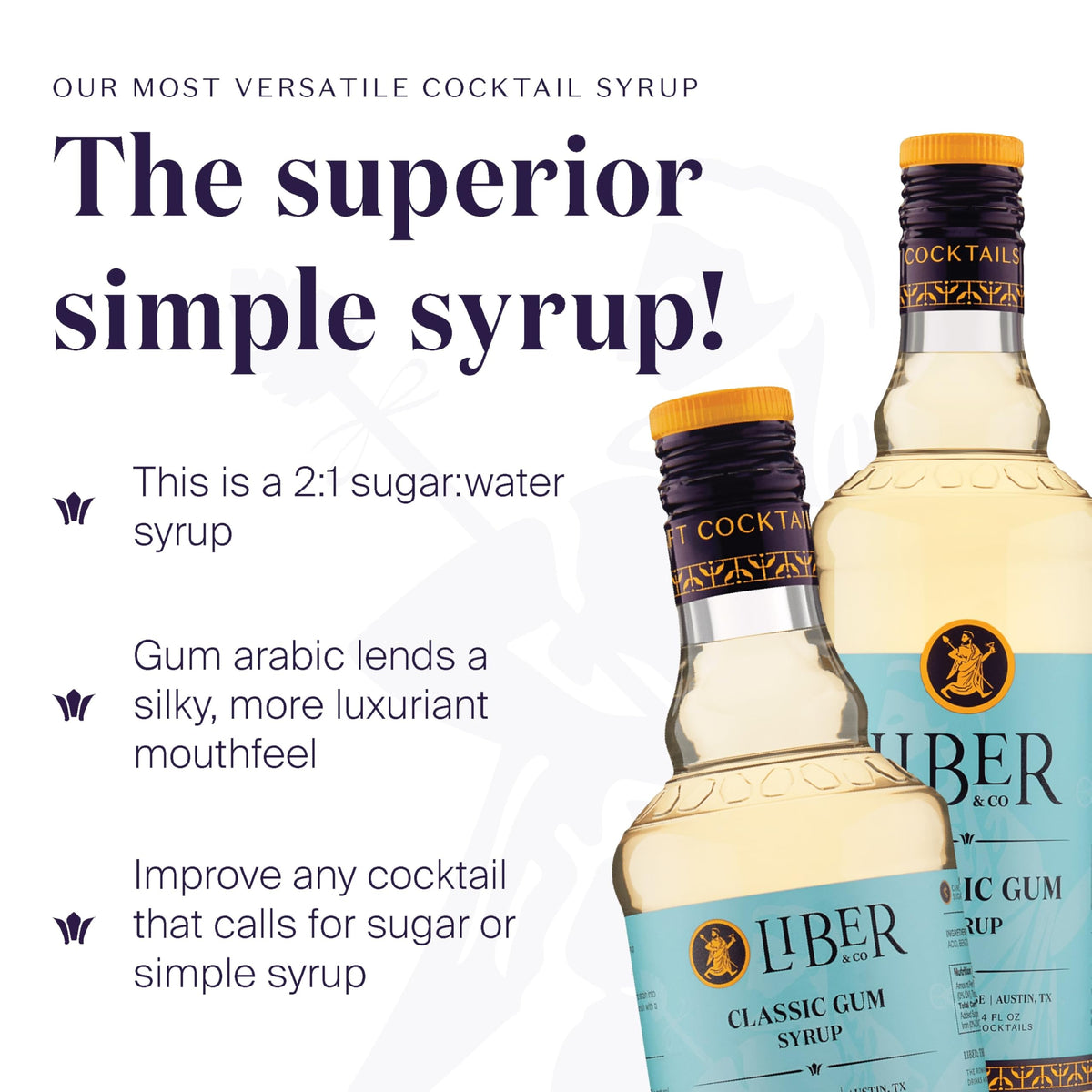 Liber & Co. Classic Gum Syrup – Pure Cane Sugar & Gum Arabic (25.4 oz) – 50 Drinks