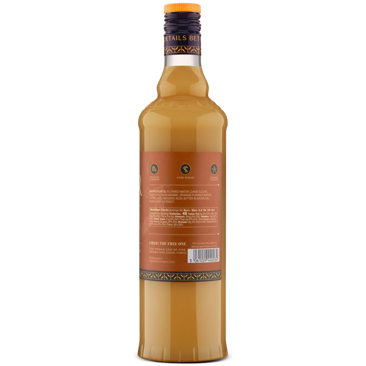 Liber & Co. Almond Orgeat Syrup — California Almonds & Orange Blossom Water | Makes 50 Drinks | 25.4 oz