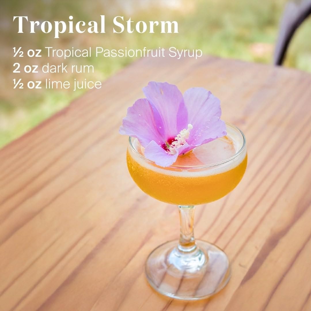 Liber & Co. Tropical Passion Fruit Syrup – 50 Drinks, 50% Passionfruit Juice, Ideal for Craft Cocktails, Hurricanes, Margaritas & Sodas (25.4 oz)