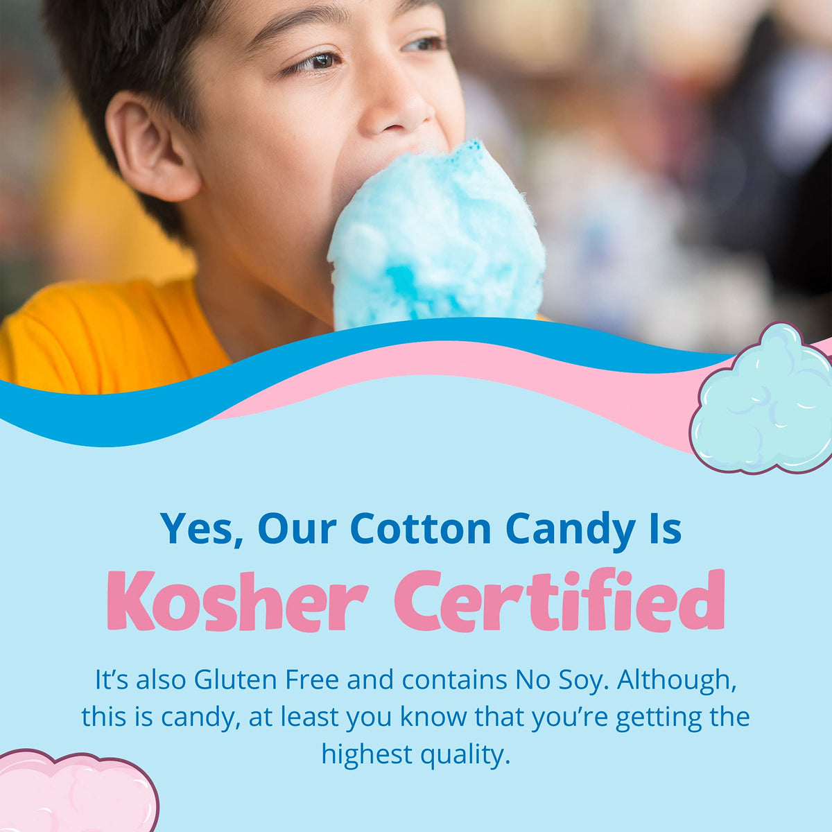 Lieber's Cotton Candy 48 Pack – Light & Fluffy Red & Blue Carnival Treats (Kosher)
