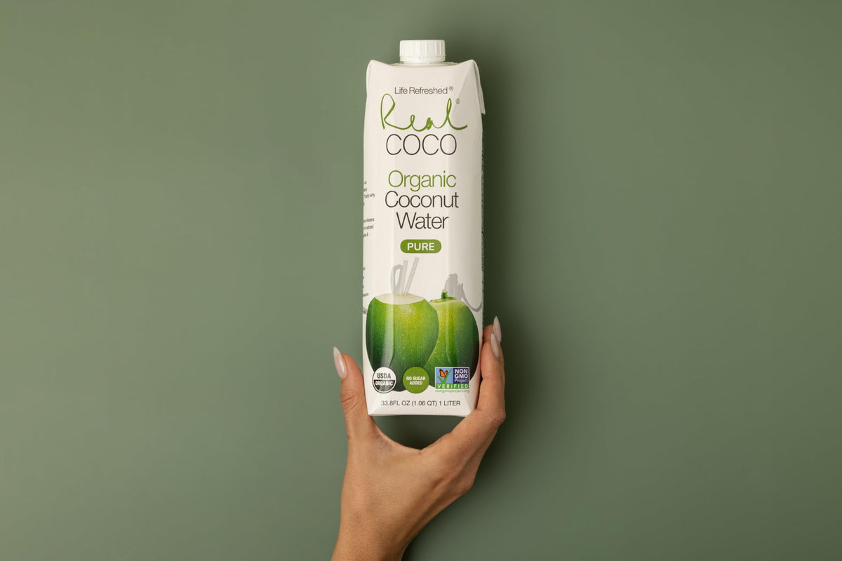 Life Refreshed Real Coco Organic Pure Coconut Water (6x1L) – No Added Sugar, Plant-Based