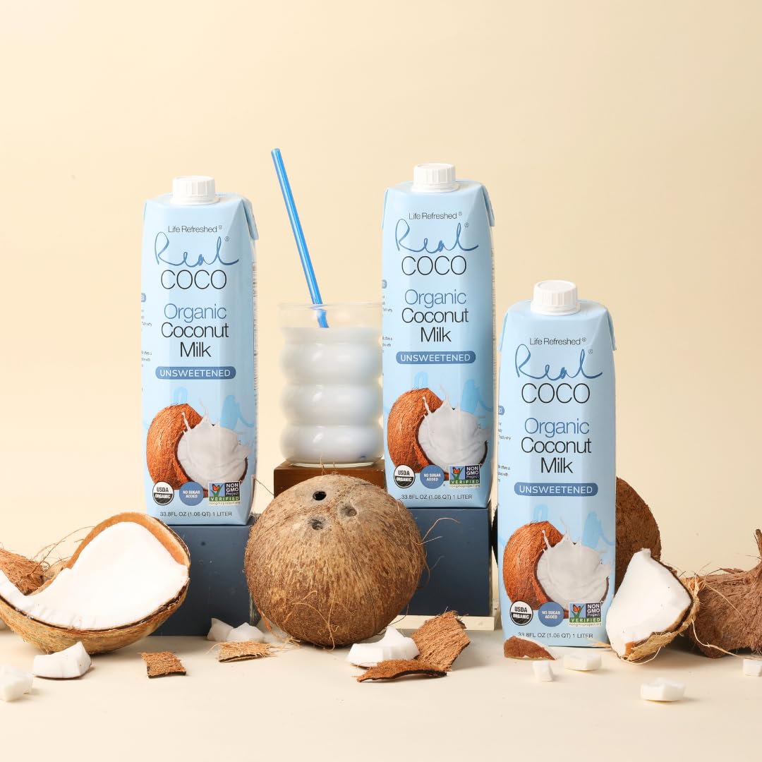 Life Refreshed Real Coco Organic Coconut Milk Beverage (6-Pack 1L) – No Added Sugar
