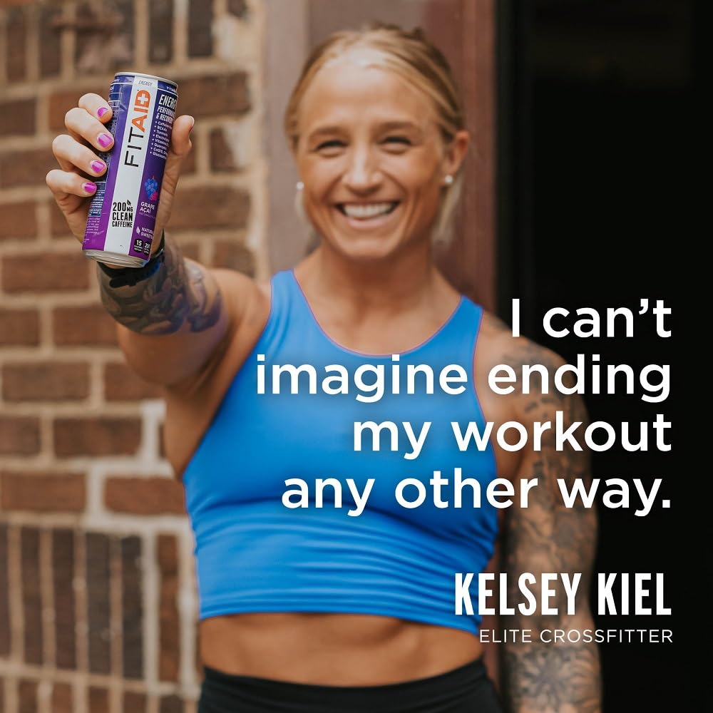 FITAID Energy Grape Acai | 200mg Caffeine, Clean Recovery, Vegan & Keto | Pack of 12 | LIFEAID