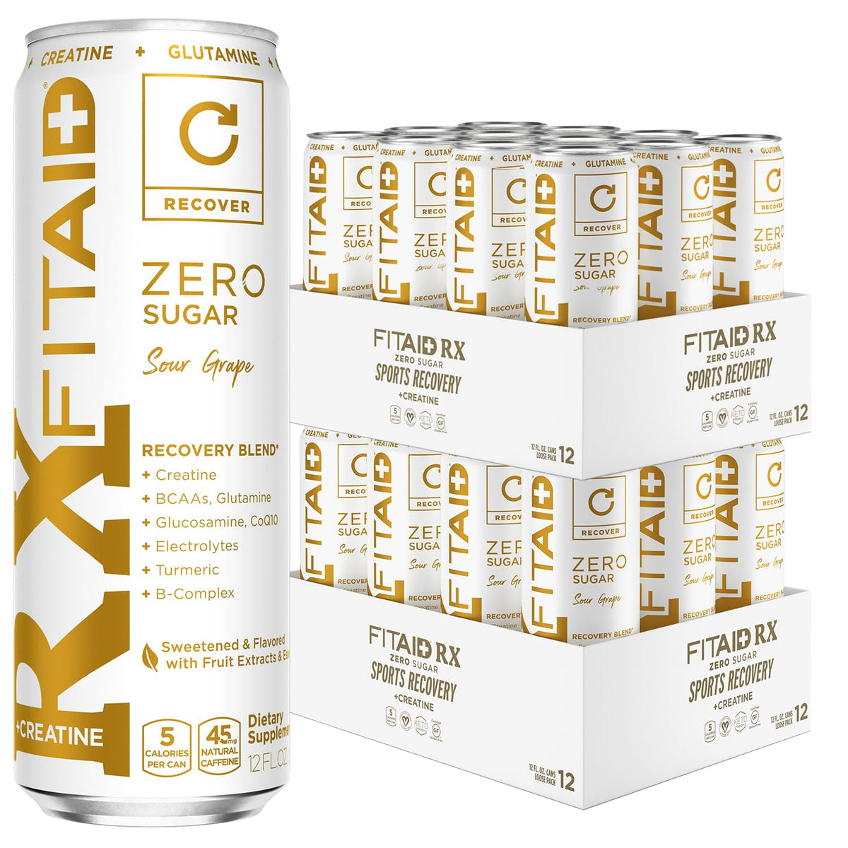 LIFEAID FITAID RX Zero - Keto-Friendly, 5 Calorie Post-Workout Drink with Creatine & BCAAs