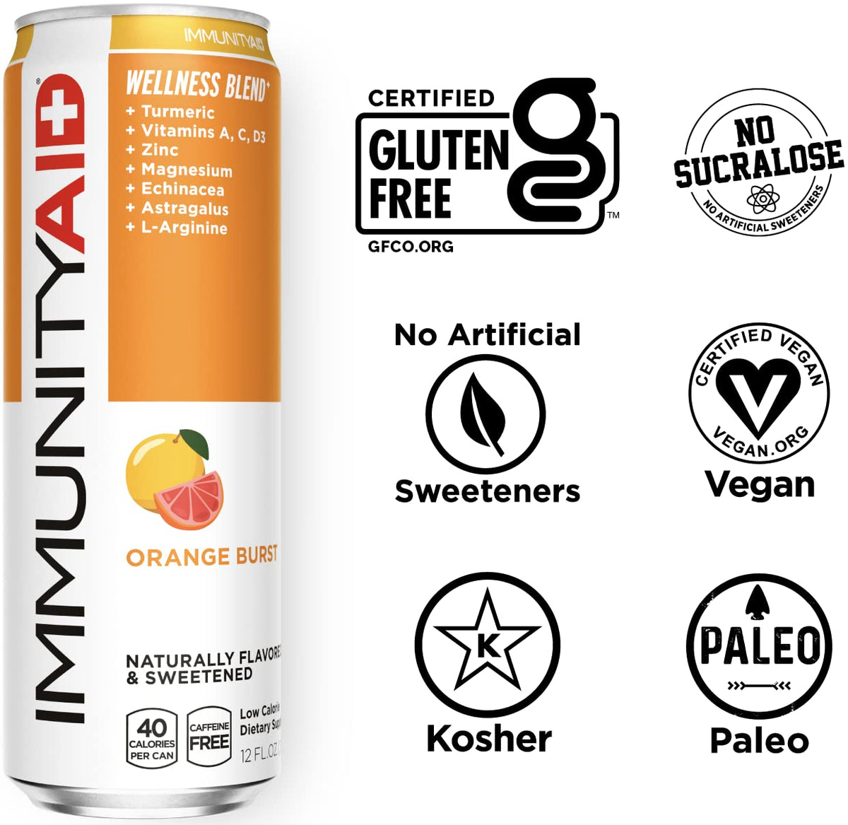 LIFEAID ImmunityAid Support Blend – Echinacea, Zinc, Vitamin C & D3 | Immune Support Drink, 12 fl oz (Pack of 12)